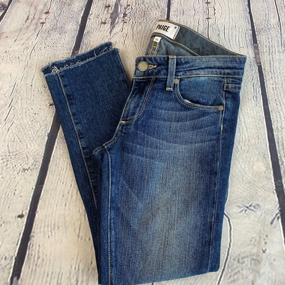 Paige Skyline Ankle Peg Raw Hem Skinny Jeans 24 - Picture 5 of 5